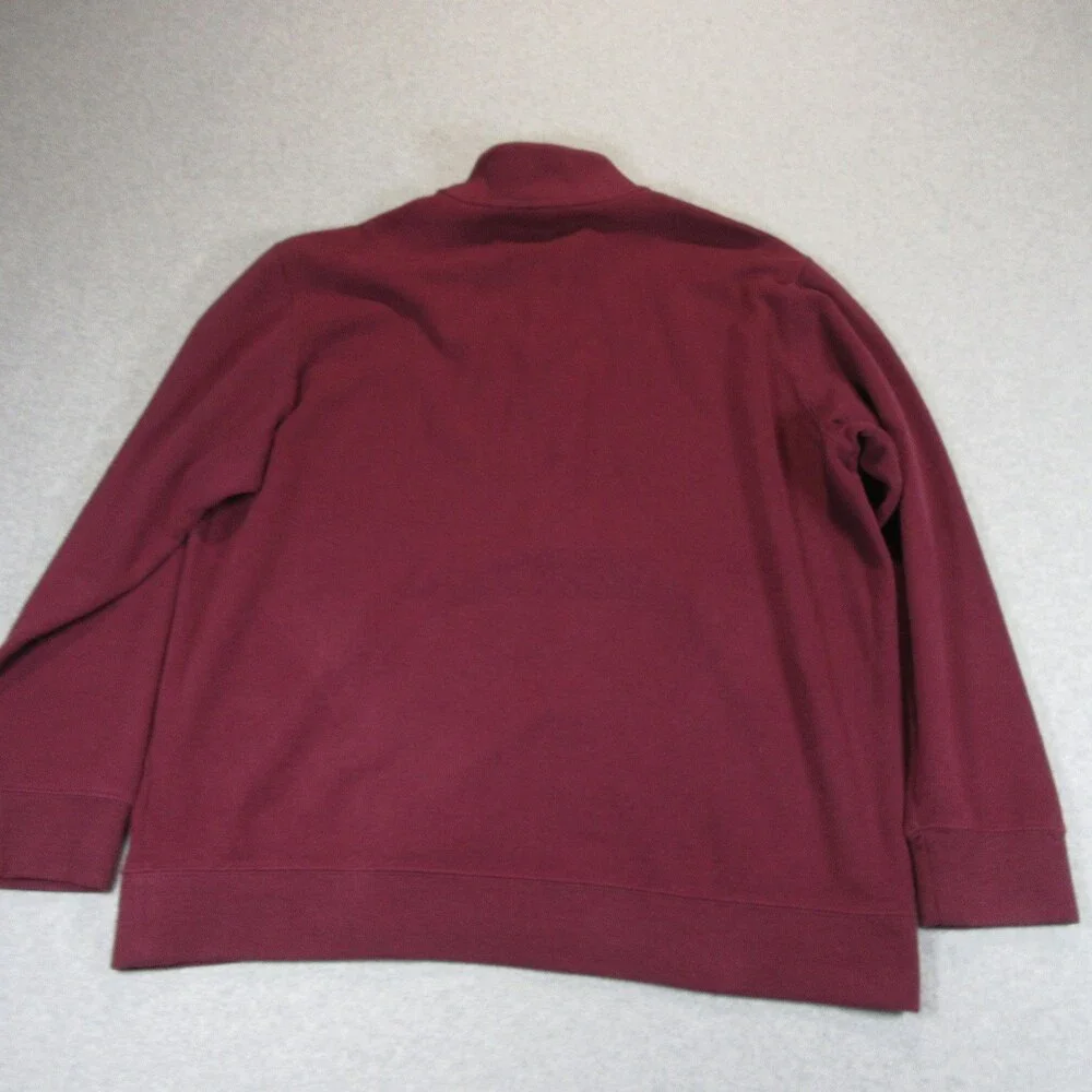 Lands' End Mens‎ Sweater Pullover 2XL Burgundy Cotton Polyester Zipper Pocket